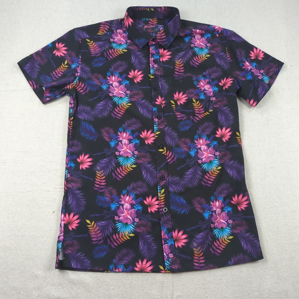 Retro Rifle Shirt Mens Medium Floral Tropical Button Up Sopranos